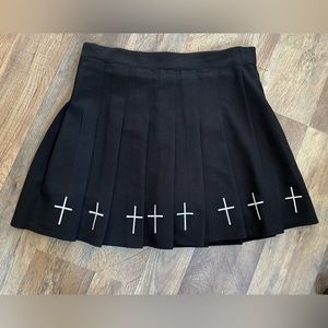 Black goth skirt with white crosses. Size M/L